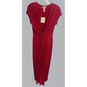 Rolla Coster Red Maxi Dress Small Twist Front V-Neck Jersey Evening Party NWT